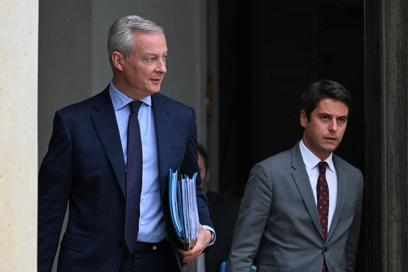 Bruno Le Maire et Gabriel Attal lors de la présentation du budget 2023, lundi 26 septembre 2022. 