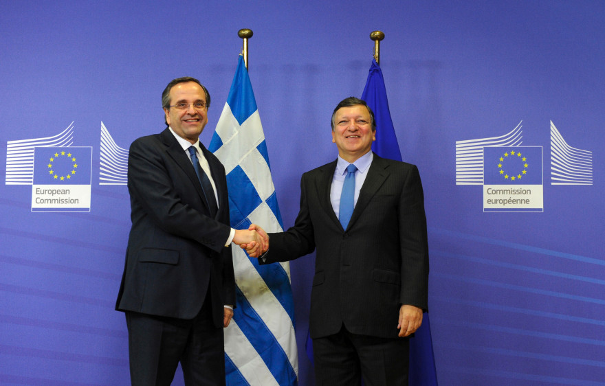 Le Premier ministre grec Antonis Samaras (g) et le président de la Commission européenne José Manuel Barroso, en novembre 2012 (illustration).