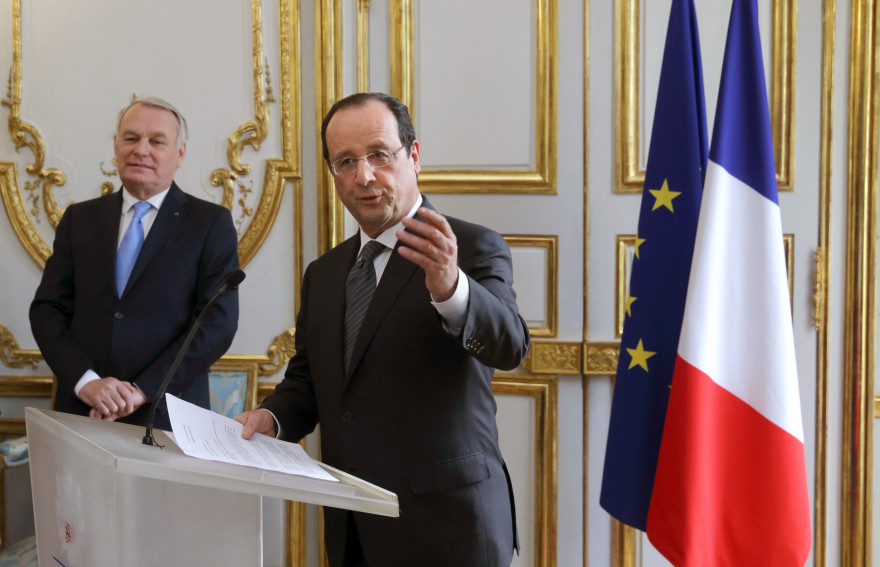 François Hollande présente ses voeux au gouvernement à l'Élysée le 3 janvier 2014.