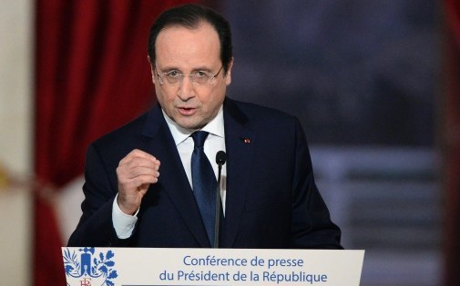 François Hollande lors de sa conférence de presse à l'Élysée le 14 janvier 2014