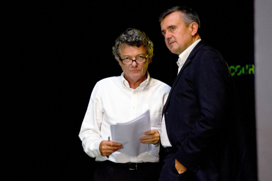 Jean-Louis Borloo et Yves Jégo à Chasseneuil-du-Poitou près de Poitiers le 14 septembre 2013.