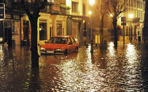 Inondation dans les rues de Morlaix, en Bretagne, le 6 février 2014 (illustration)
