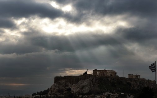 L'acropole d'Athènes sous un ciel mitigé, le 2 décembre 2013