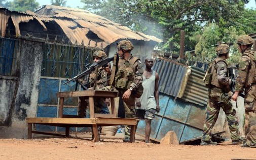 Des soldats français de la mission Sangaris en Centrafrique, le 9 février 2014 à Bangui