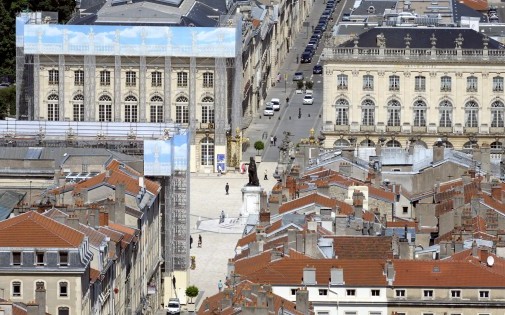 Vue aérienne de la place Stanislas à Nancy le 10 juillet 2009.