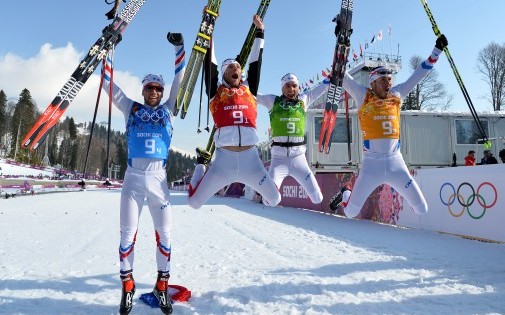 Le relais médaille de bronze de ski de fond