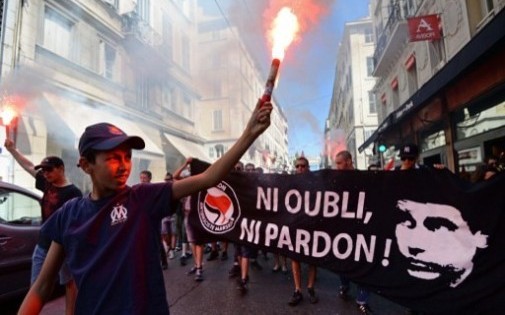 Manifestation antifascite en hommage à Clément Méric à Marseille le 22 juin.