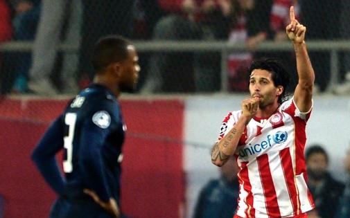 Alejandro Dominguez, buteur pour l'Olympiakos contre Manchester United, le 25 février 2014