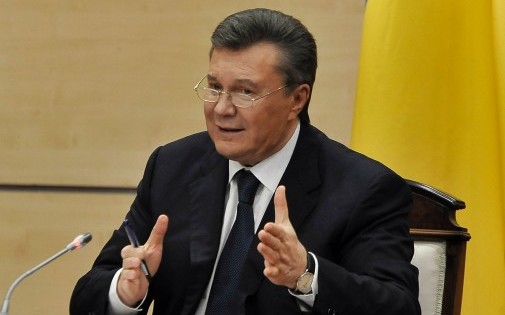 Le président ukrainien déchu Viktor Ianoukovitch s'exprimant en Russie, le 28 février 2014