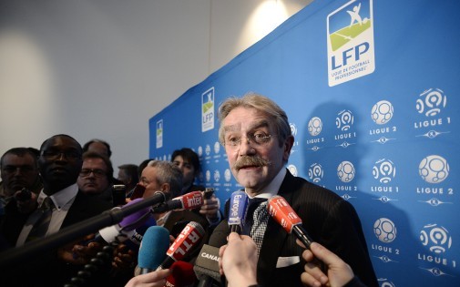 Frédéric Thiriez après l'attribution des droits tv de la Ligue 1, le 4 avril 2014