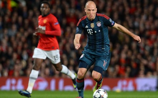 Arjen Robben sous les couleurs du Bayern Munich lors du match aller face à Manchester United (1-1)