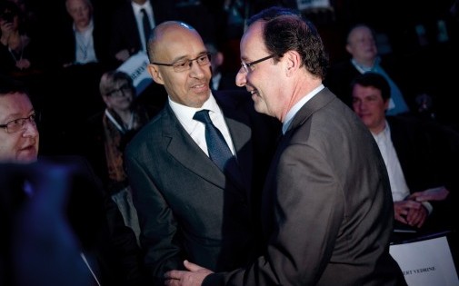 François Hollande et Harlem Désir à l'époque premier secrétaire d'État, le 17 juin 2012 à Paris