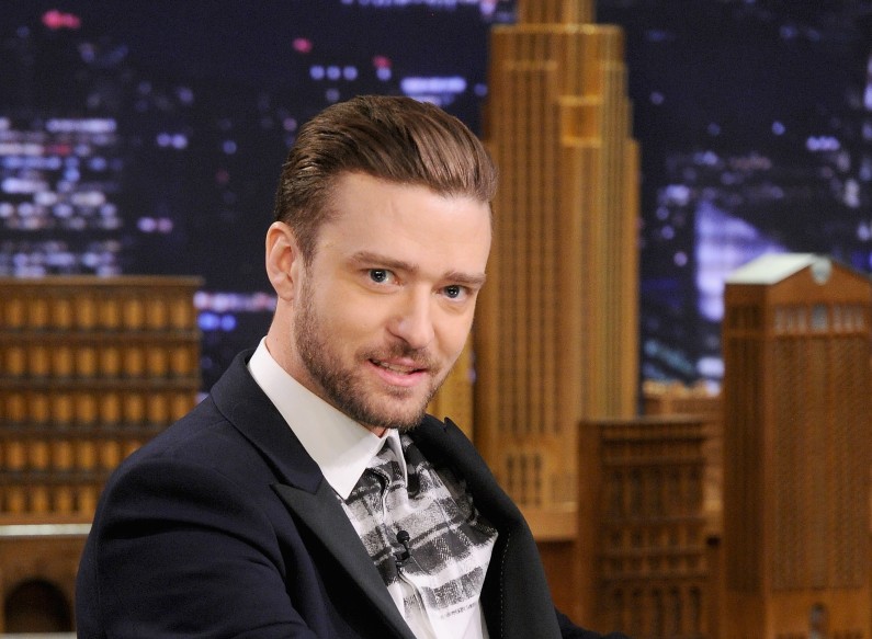 Justin Timberlake sur la plateau de Jimmy Fallon pour l'émission du 21 février 2014 au Rockefeller Center à New York