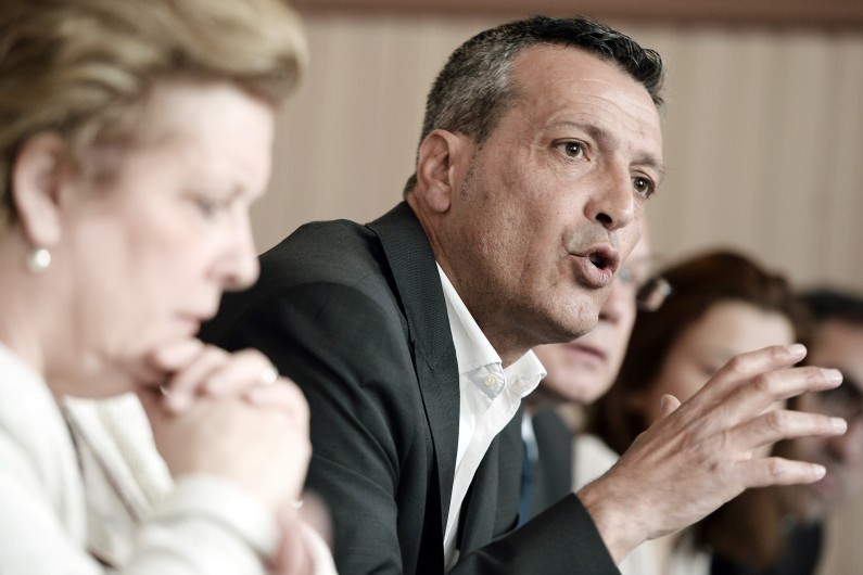Edouard Martin, ici lors du lancement de sa campagne à Strasbourg le 7 avril, a appelé les déçus de la gauche à ne pas sanctionner le PS aux Européennes.