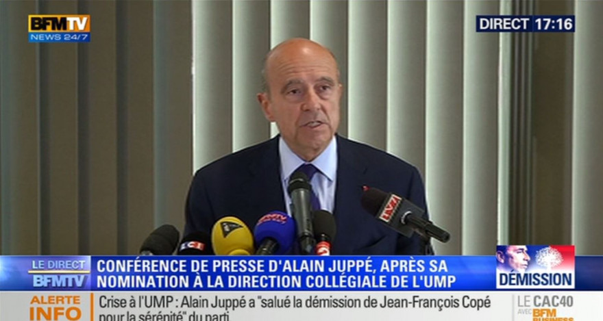 Alain Juppé en conférence de presse, mardi 27 mai