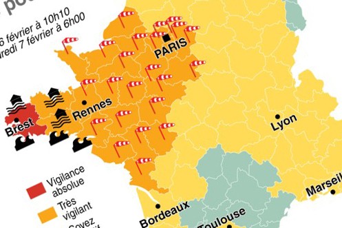 Les départements en alerte pour forte tempête hivernale