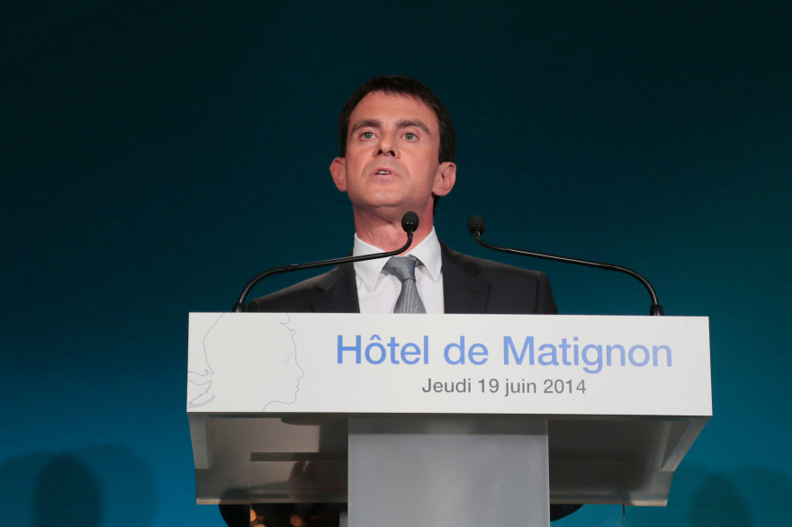 Manuel Valls le 19 juin 2014 lors d'une conférence de presse sur la situation des intermittents du spectacle