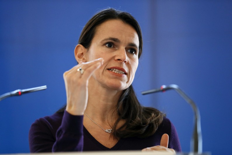 La ministre de la Culture et de la Communication Aurélie Filippetti lors d'une conférence de presse à Paris en novembre 2013 (archive).