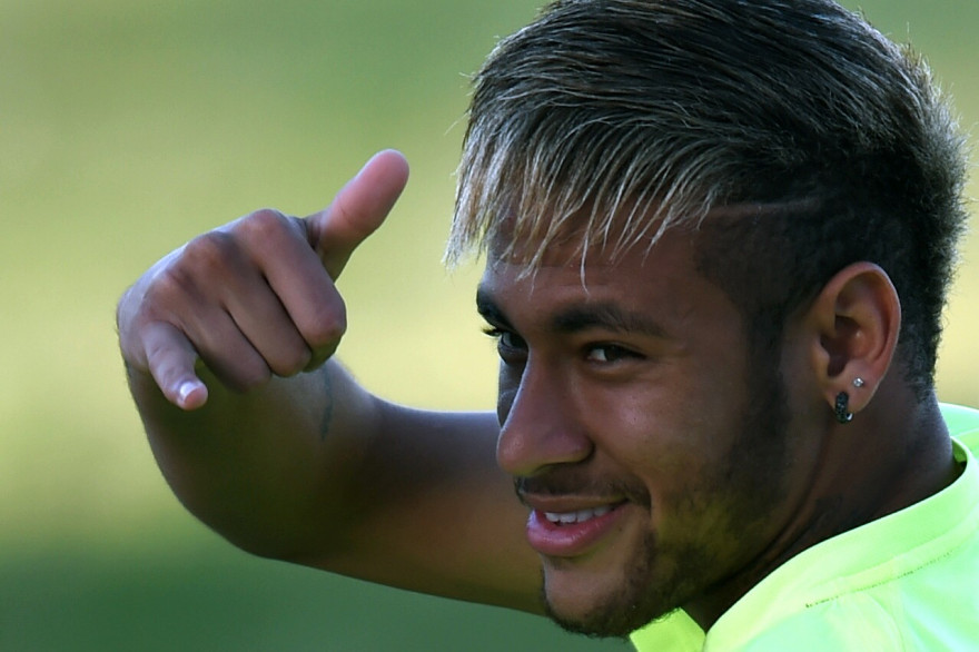 Neymar lors d'un entraînement de la Seleção, le 3 juillet 2014