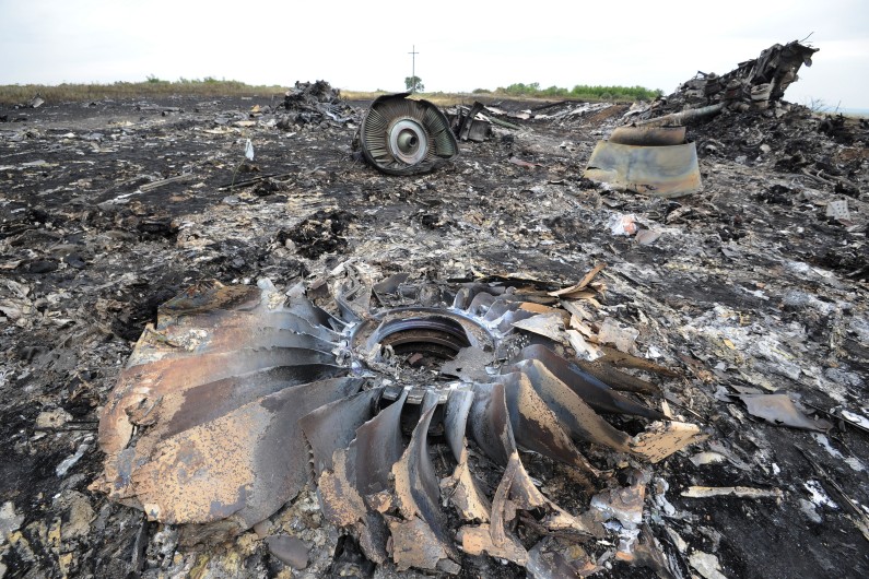Le site du crash du vol MH17 en Ukraine, le 18 juillet 2014.