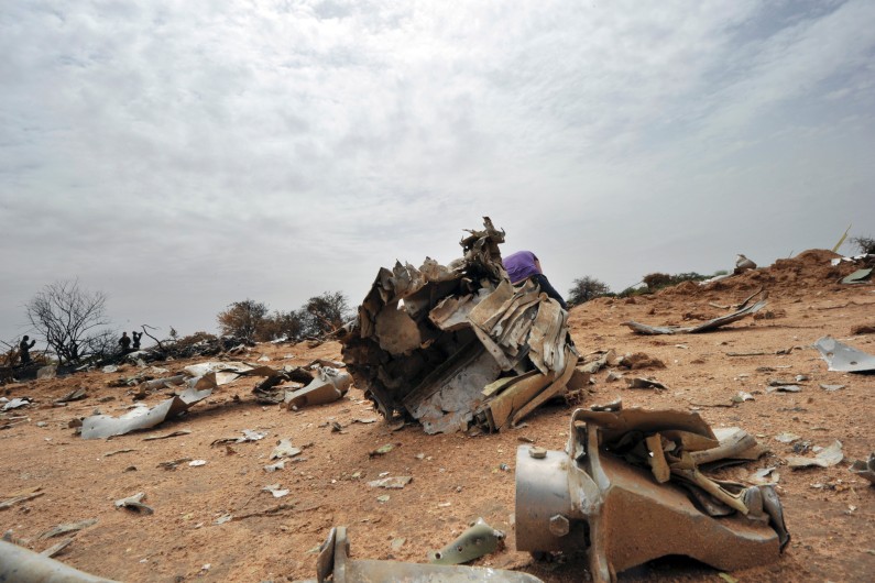 Le site du crash du vol d'Air Algérie au Mali, le 26 juillet 2014.