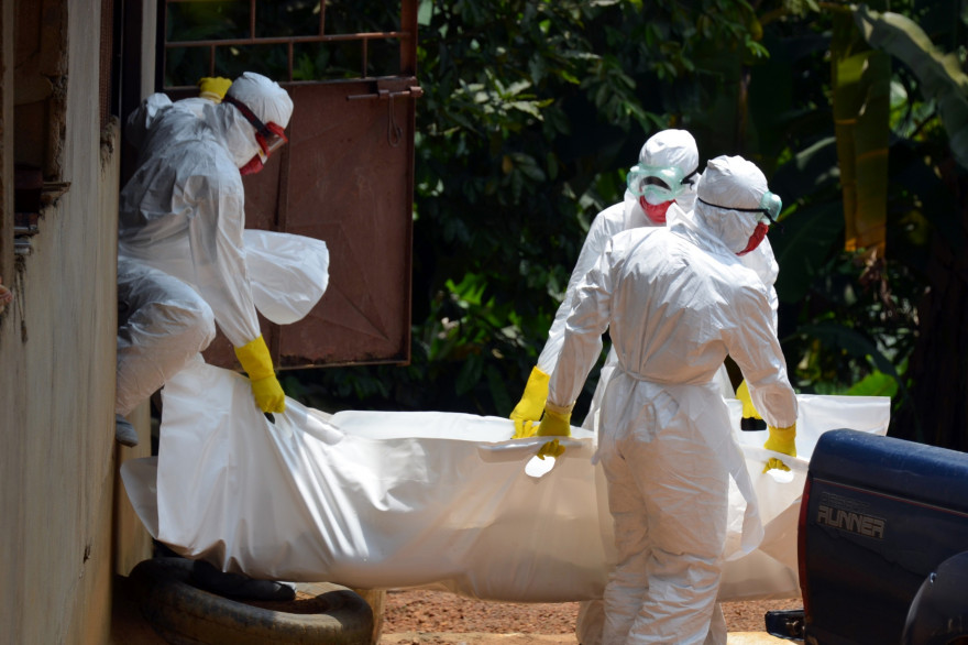 Du personnel médical transporte le corps d'une victime d'Ebola. (illustration)