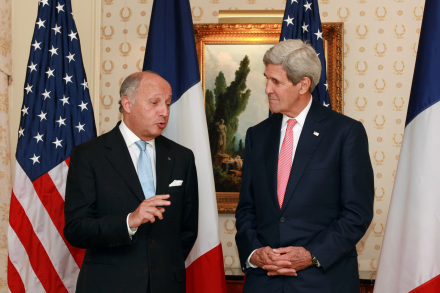John Kerry et Laurent Fabius à New York le 21 septembre 2014