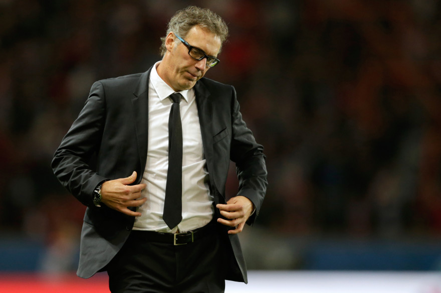 Laurent Blanc lors du match PSG-OL (0-0) le 21 septembre 2014, au Parc des Princes