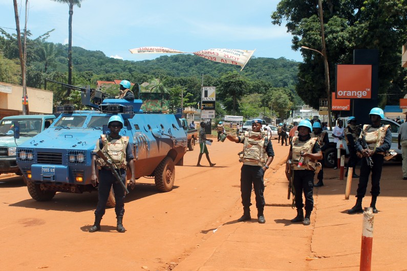 Des casques bleus à Bangui, le 8 octobre 2014.