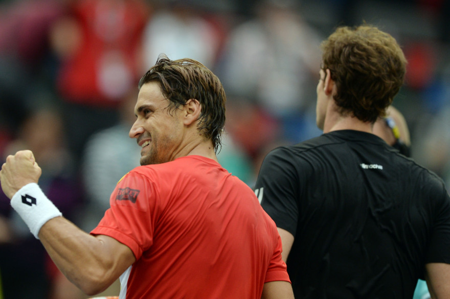 David Ferrer et Andy Murray lors du Masters 1000 de Shangaï, le 9 octobre 2014