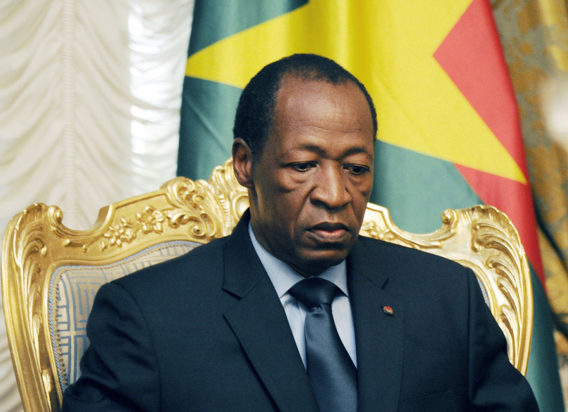 Blaise Compaoré, président du Burkina Faso durant 27 ans, ici le 26 juillet 2014 dans la capitale Ouagadougou (archives)