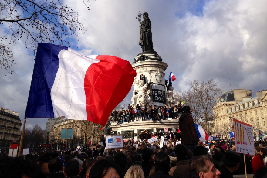 La place de la République, à Paris, lors de la marche républicaine