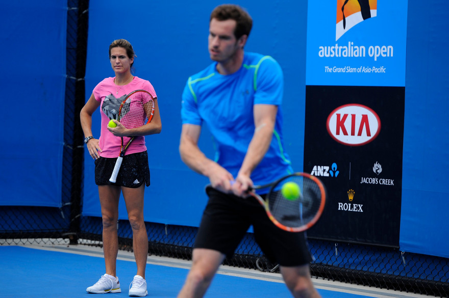 Andy Murray à l'entraînement sous les yeux d'Amélie Mauresmo