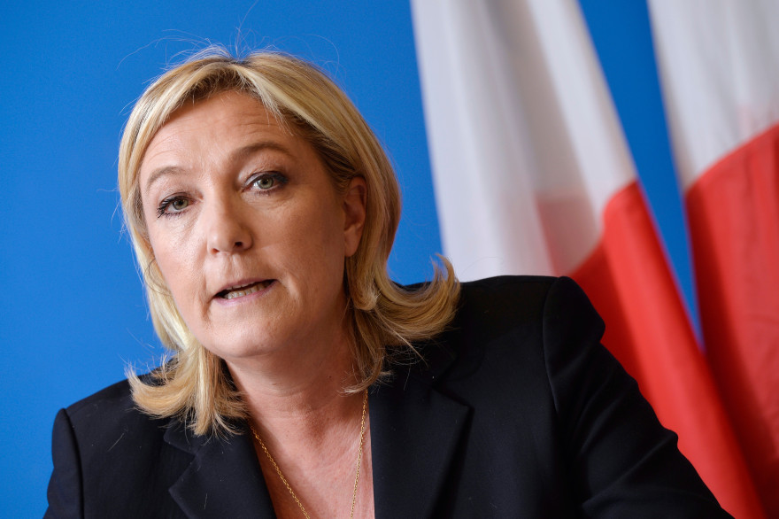 Marine Le Pen lors d'une conférence de presse au siège du Front national, le 6 février 2015, à Nanterre.