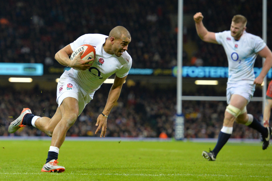 Le centre anglais Jonathan Joseph s'est illustré contre le Pays de Galles en marquant un essai, le 6 février 2015 à Cardiff.