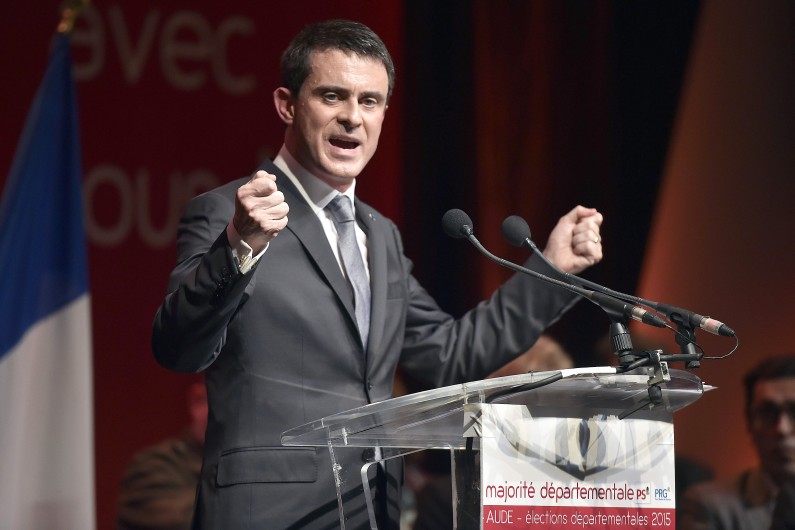 Manuel Valls à Palaja, dans l'Aude, le 26 février 2015
