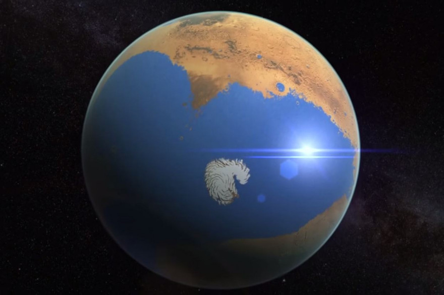 Une visualisation de l'océan qui se trouvait sur l'ancienne Mars d'après la NASA