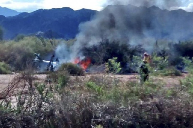 Photo de l'accident d'hélicoptère, dans la province de la Rioja en Argentine, le 9 mars 2015