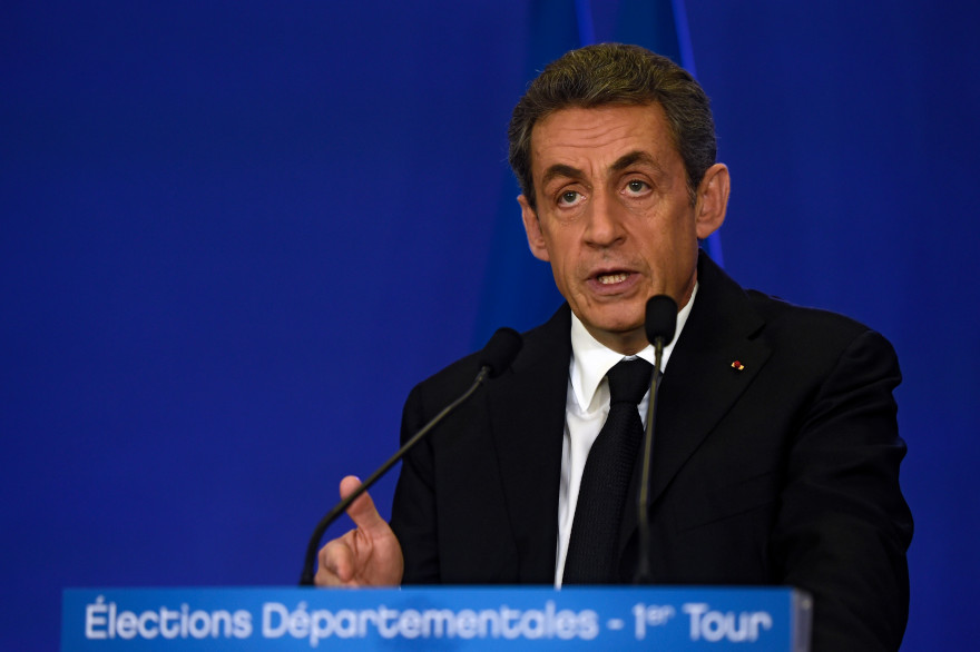 Nicolas Sarkozy lors d'un discours, le dimanche 22 mars 2015, à Paris.