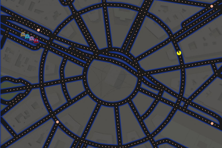 Pac-Man s'invite sur Google Map, ici, la place de l'Etoile