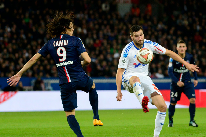 André-Pierre Gignac face à Edinson Cavani le 9 novembre 2014