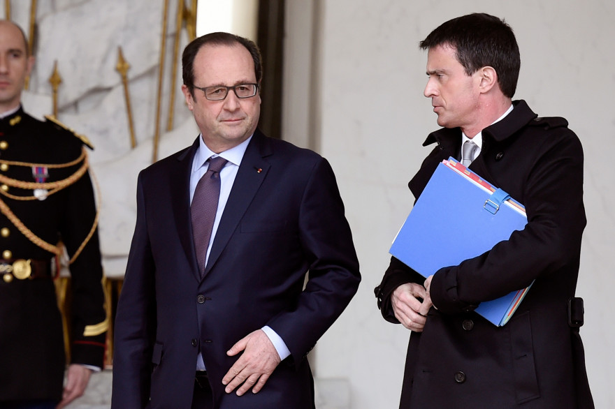 François Hollande et Manuel Valls, le 1er avril 2015 à Paris