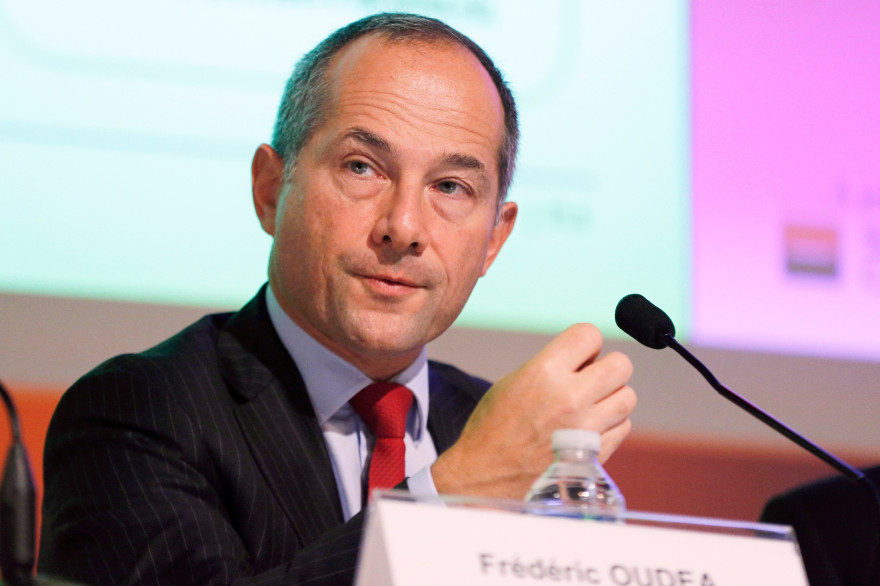 Le directeur général de la Société Générale Frédéric Oudéa le 12 février 2015 au siège du groupe, à La Défense près de Paris
