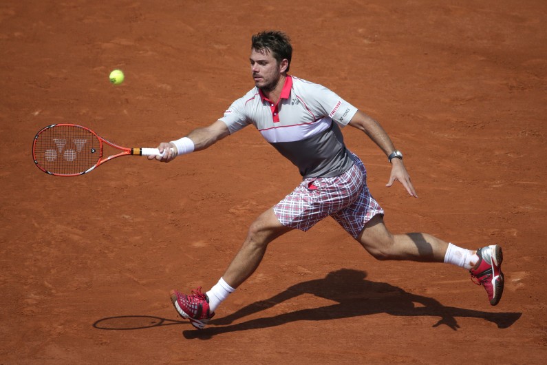 Stan Wawrinka dans sa demi-finale contre Jo-Wilfried Tsonga, le 5 juin 2015