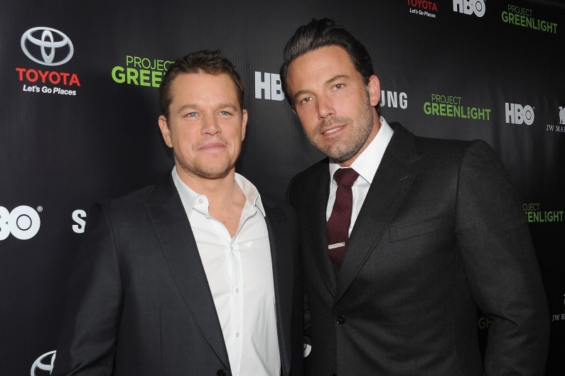 Matt Damon et Ben Affleck lors d'une soirée HBO, à Los Angeles le 7 novembre 2014