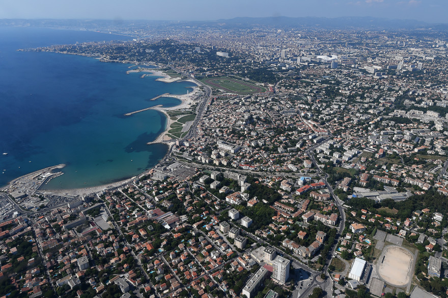 Vue arérienne du quartier du Point Rouge à Marseille