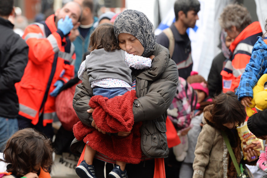 Quelque 20.000 migrants sont arrivés durant le week-end à Munich (sud de l'Allemagne) en provenance d'Autriche, dont une majorité de Syriens, le 6 septembre 2015.