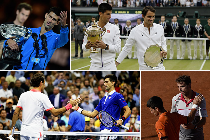 Novak Djokovic a remporté l'Open d'Australie, Wimbledon et l'US Open. Il a buté à Roland-Garros sur Stan wawrinka