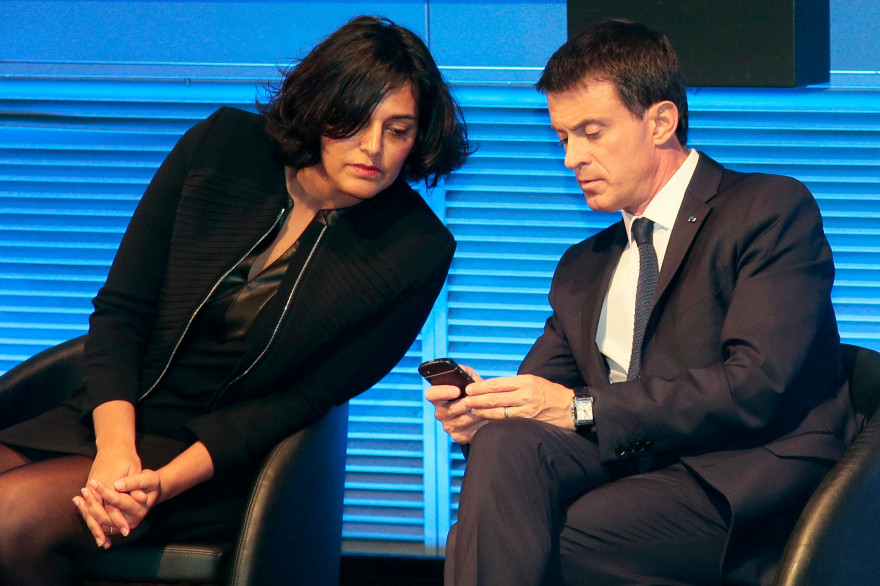Myriam El Khomri et Manuel Valls à Paris le 15 octobre 2015