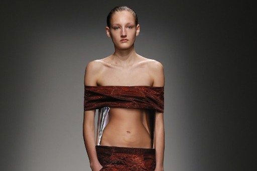 Top model lors d'un défilé du créateur Iris Van Herpen en mars 2015 à Paris (archive)